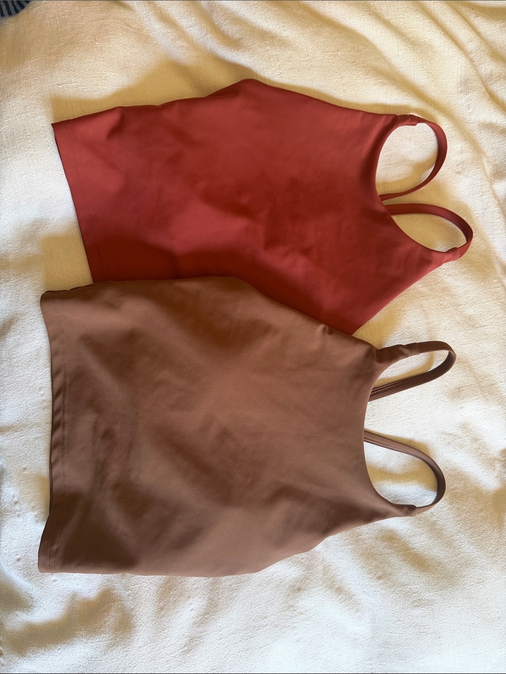 Two women’s old navy workout tops- Rust Red and Brown